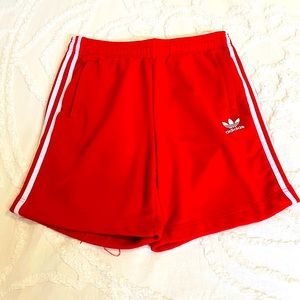 Adidas Mens three stripe shorts Medium, Red. Used, very good condition.
